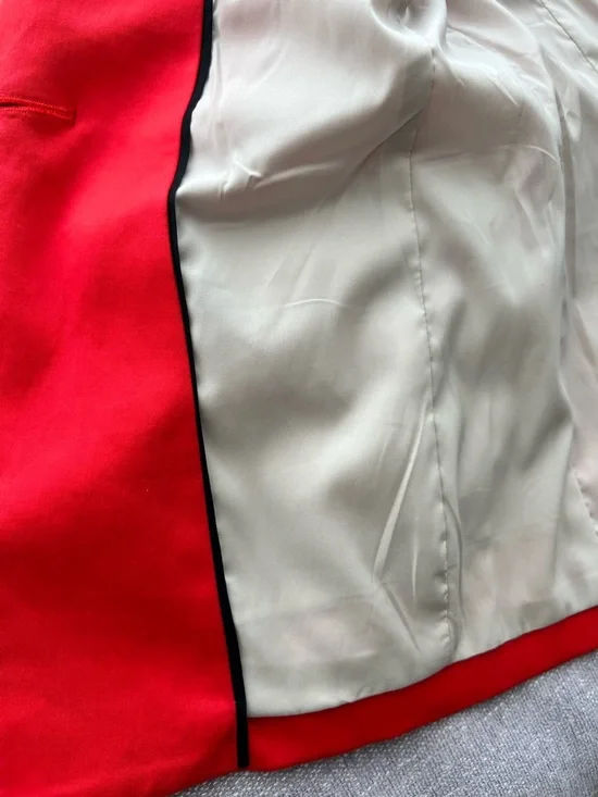 bebe Bright Red Single-Button Ruched-Sleeve Blazer - Picture 5 of 7